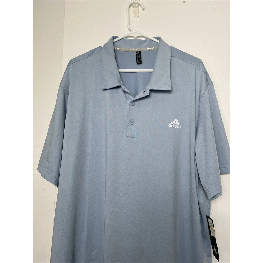 Adidas Golf Polo Shirt Plus Size 2XL Blue Men's Dry Wicking UPF Sun Protection